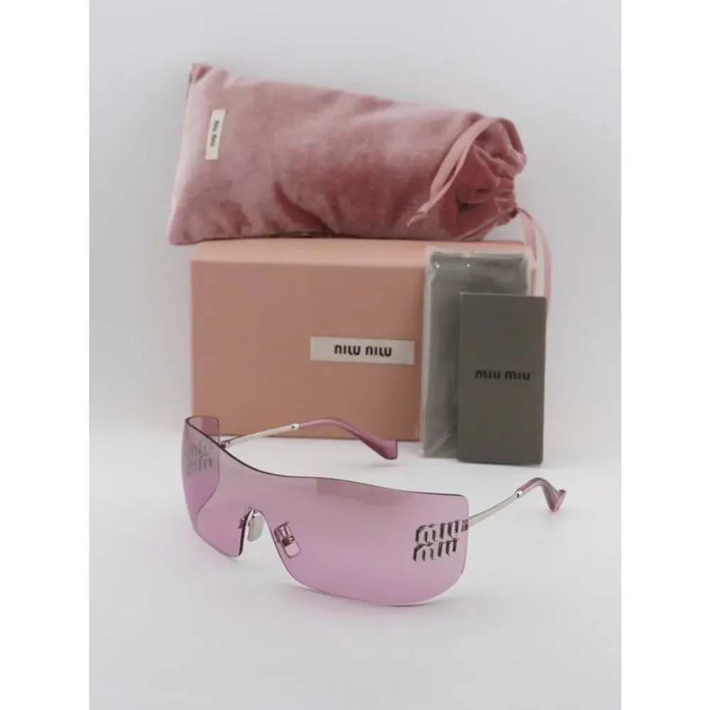 NEW!!! Miu Miu MUB53S 1BC70Y Pink Rimless Shield Sunglasses Authentic